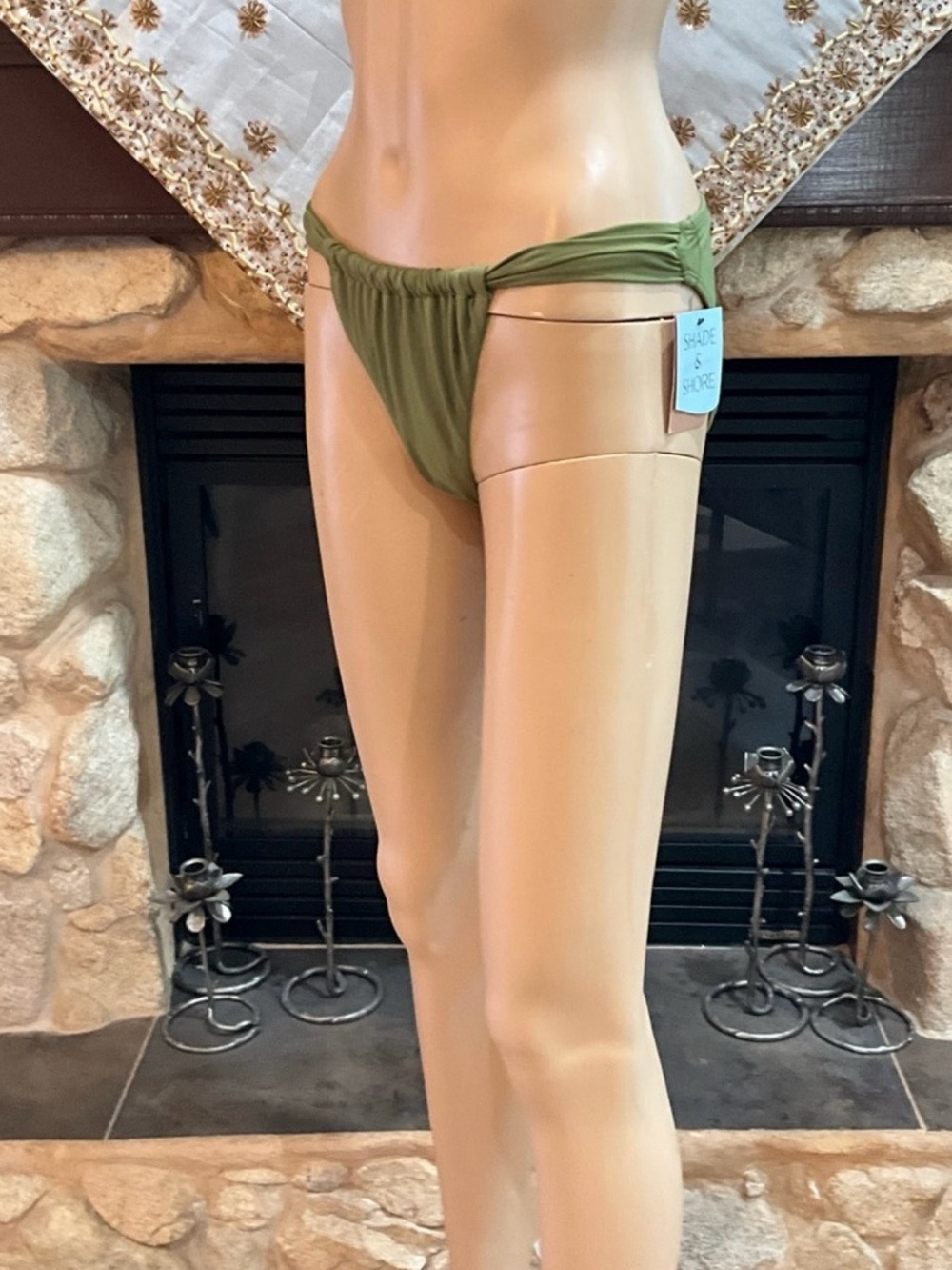 Shade & Shore Shirred Extra High Leg Cheeky Bikini Bottom L - Picture 5 of 8